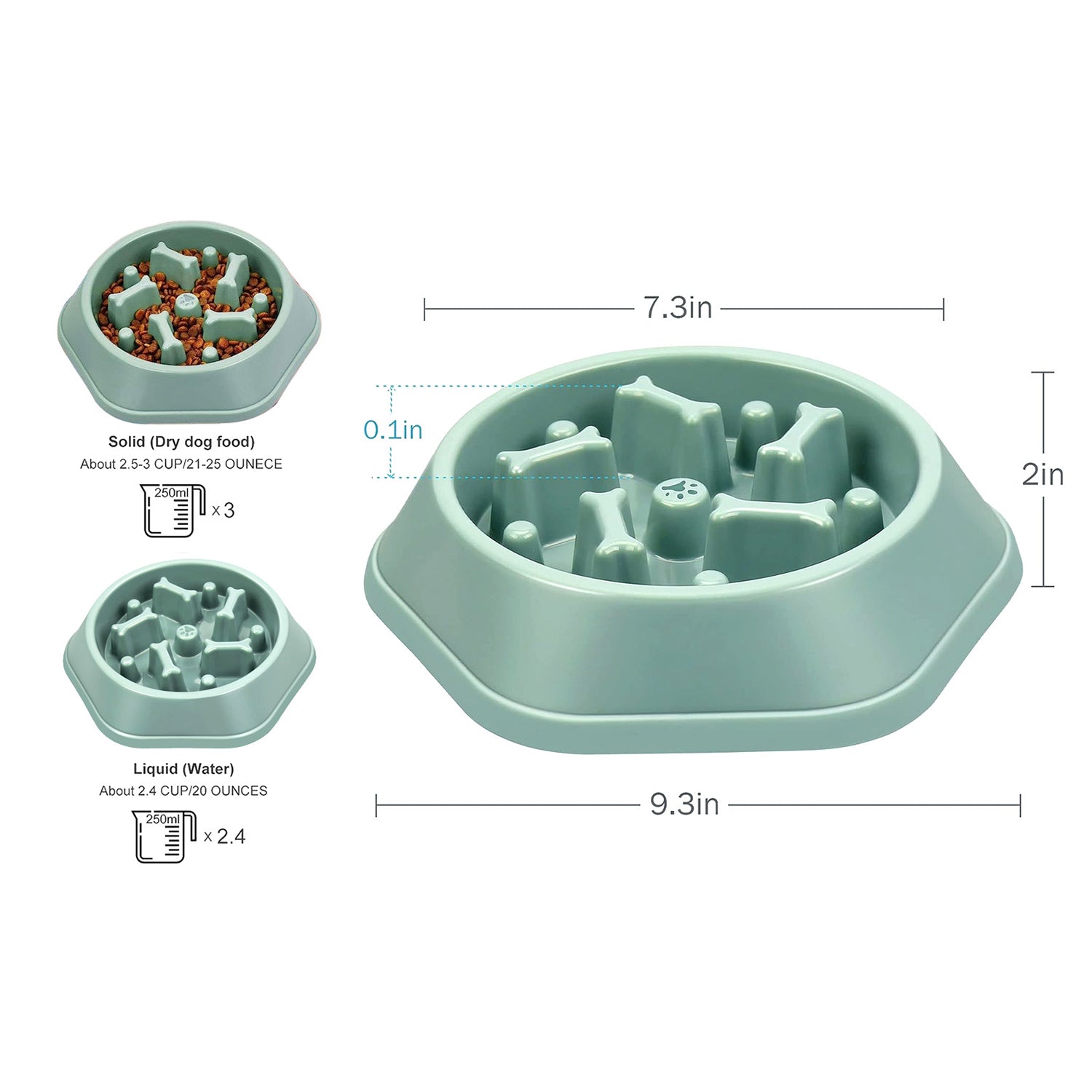 Anti-Choking Slow Feeder Puzzle Design Dog Food Treats Bowl Dish For Small Medium Dogs